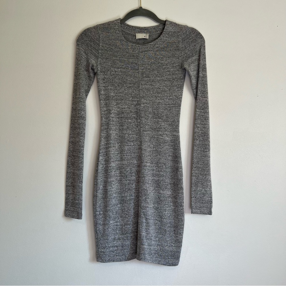 Aritzia Wilfred free gray body con dress long sleeve xxs